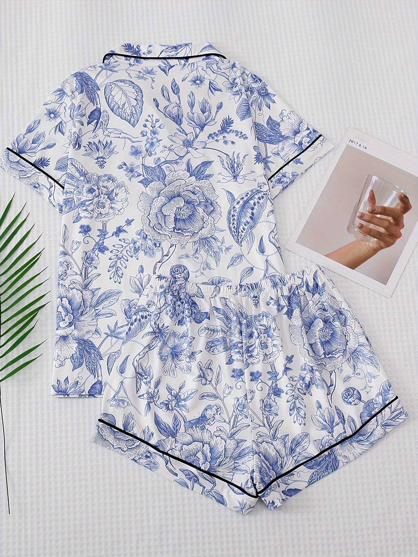 Floral Pajama Set Short Sleeve Top & Shorts