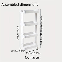 Floor Standing Storage Rack Kitchen Living Room Movable Small Cart