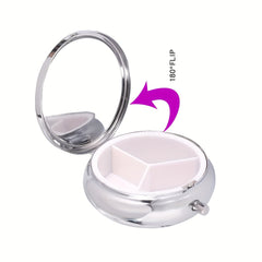 Floral Round Pill Box 3 Compartments Portable Medicine Organizer