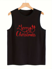 Christmas Letter Print Sleeveless Sports Vest Women's Activewear