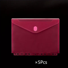 5pcs Clear Poly Binder Envelopes with 11 Holes for School and Office