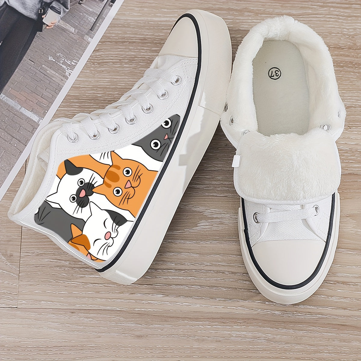 Girls' High Top Cats Skate Shoes with Plush Lining