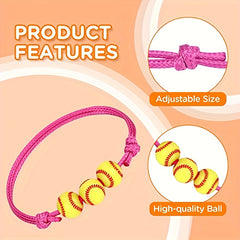 Adjustable Softball Charm Bracelet Inspirational Sports Wristband