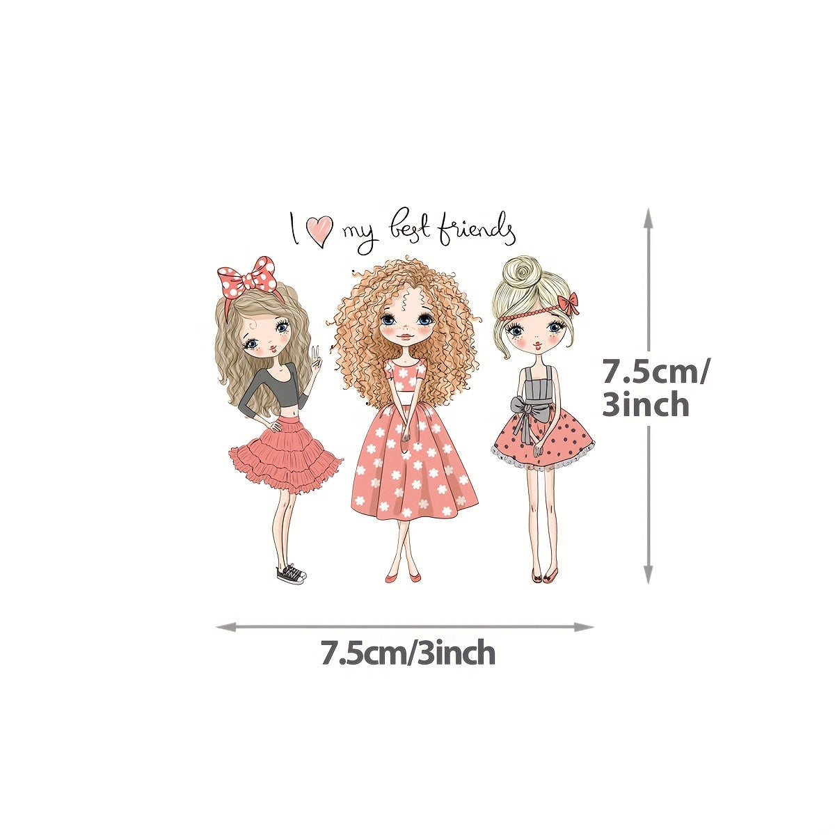 Girls Clothing Heat Transfer Stickers Girlfriends Friendship DIY Iron on Decals
