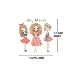 Girls Clothing Heat Transfer Stickers Girlfriends Friendship DIY Iron on Decals
