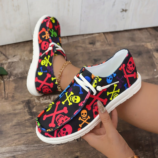 Halloween Style Skeleton Ghost Skateboard Shoes Lightweight Outdoor Sport Shoes