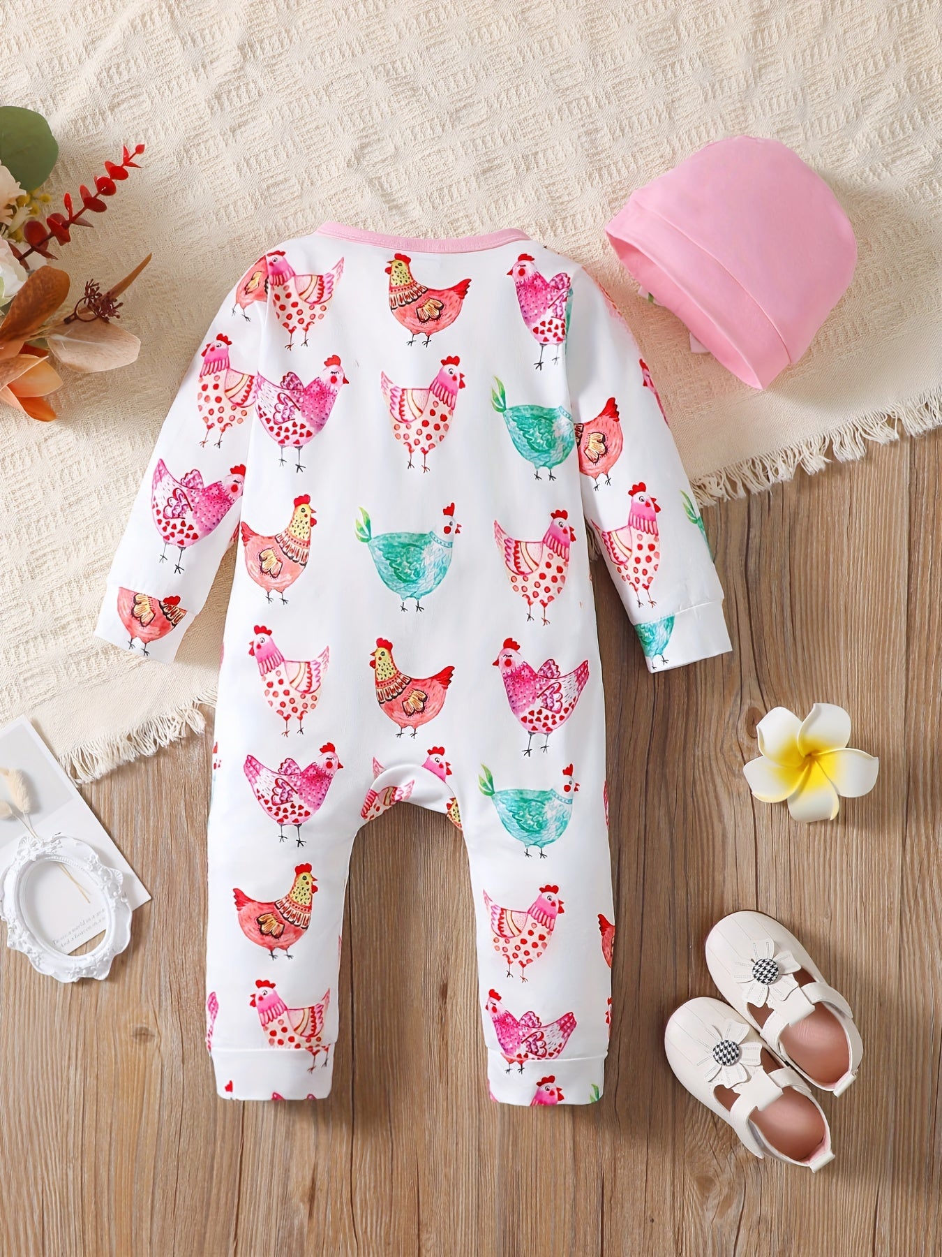 Infant Baby Girl Cartoon Print Romper Long Sleeve Bodysuit