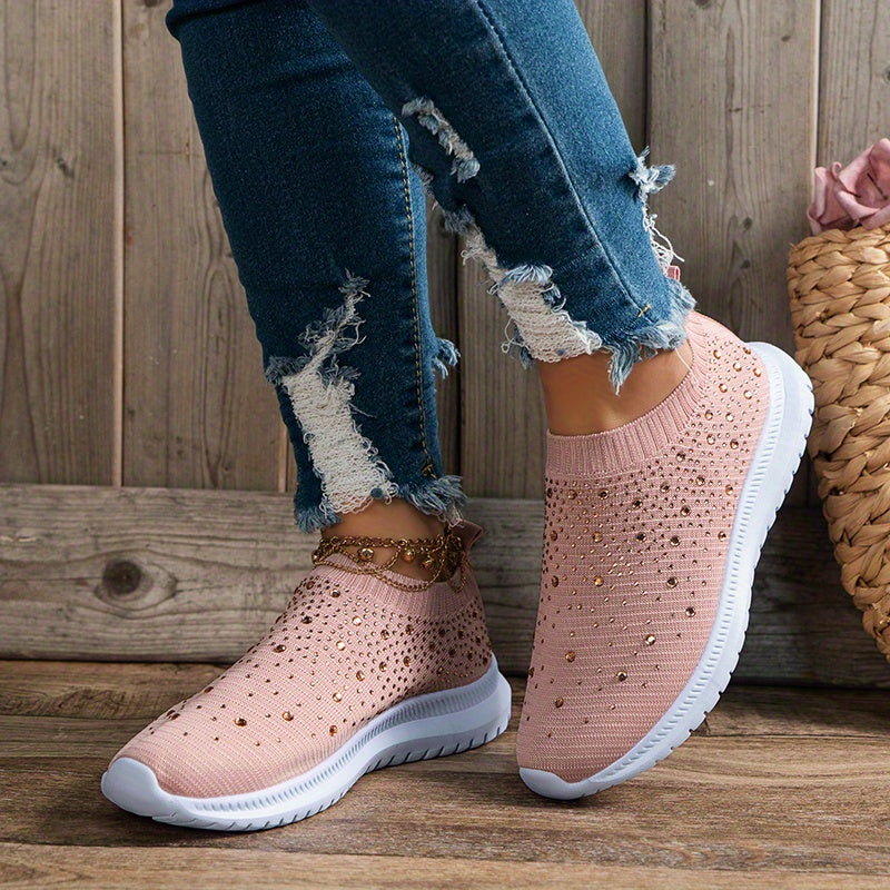 Women's Rhinestone Sock Sneakers Slip On Sports Shoes