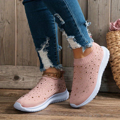 Women's Rhinestone Sock Sneakers Slip On Sports Shoes