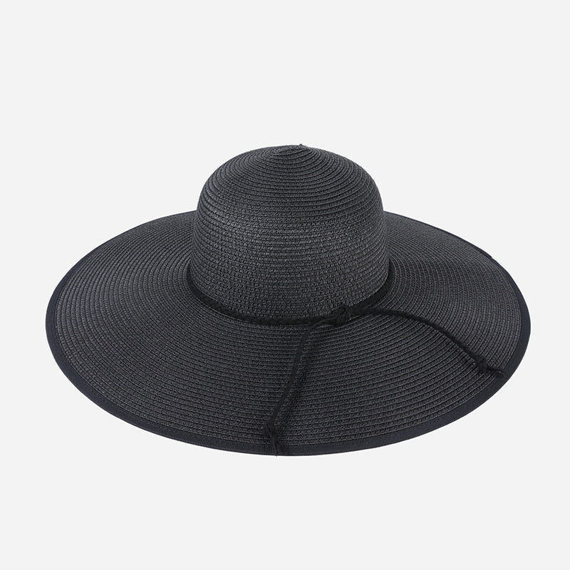 Wide Brim Sunscreen Visor Hat Solid Straw Hat Women Outdoor Travel Beach Hat