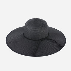 Wide Brim Sunscreen Visor Hat Solid Straw Hat Women Outdoor Travel Beach Hat