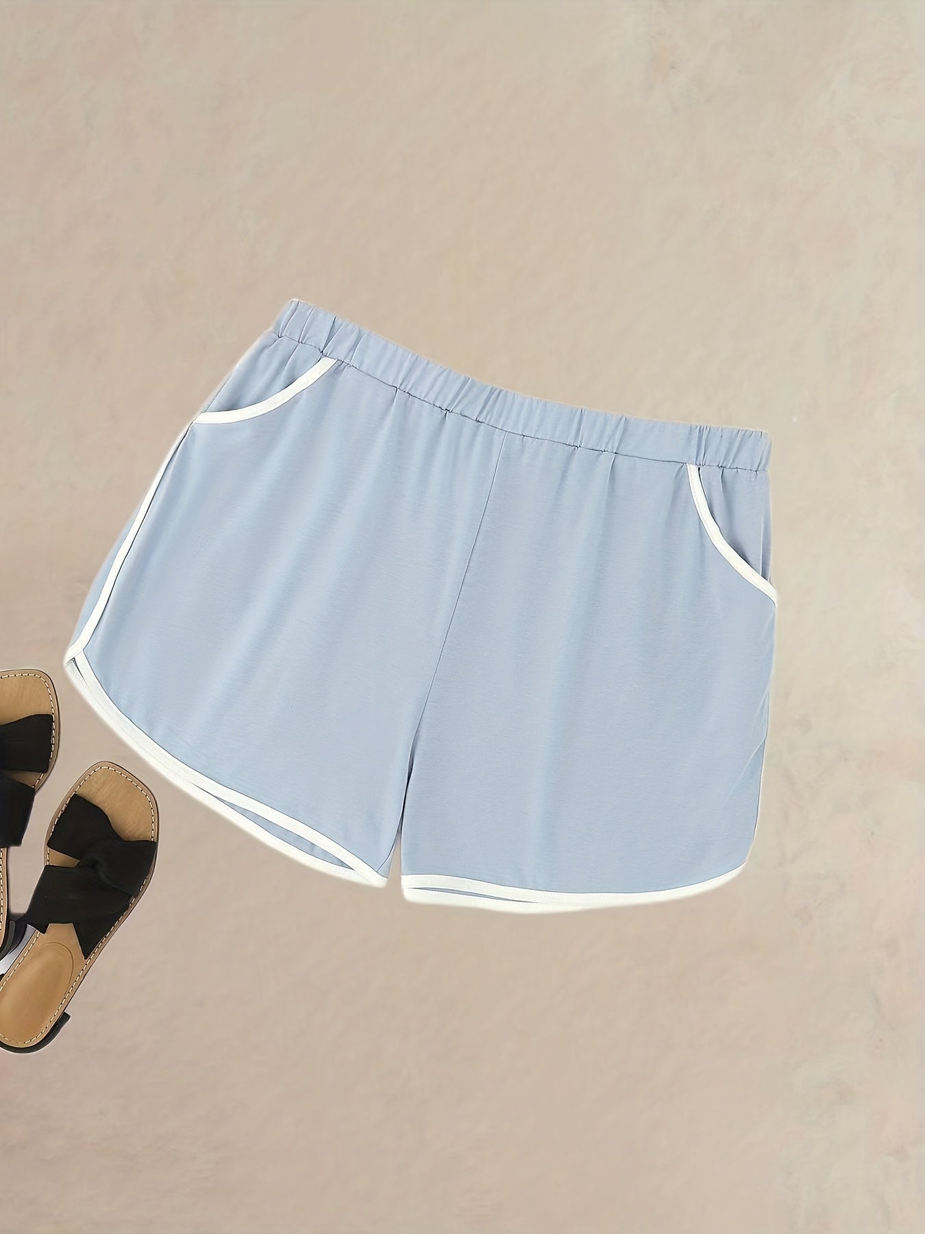 Sports Shorts Elastic Contrast Track Shorts With Pockets