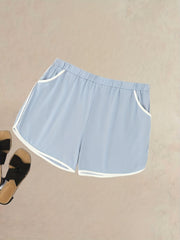 Sports Shorts Elastic Contrast Track Shorts With Pockets