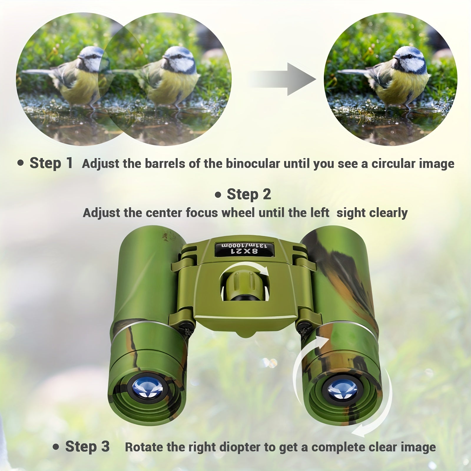8x21 Compact Binoculars High Definition Lightweight Handheld Telescope