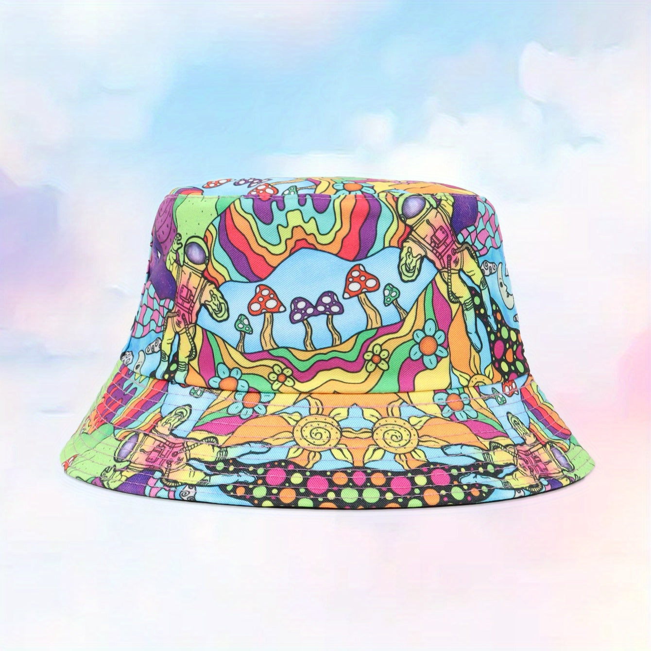 Y2K Reversible Mushroom Print Bucket Hat for Women Men
