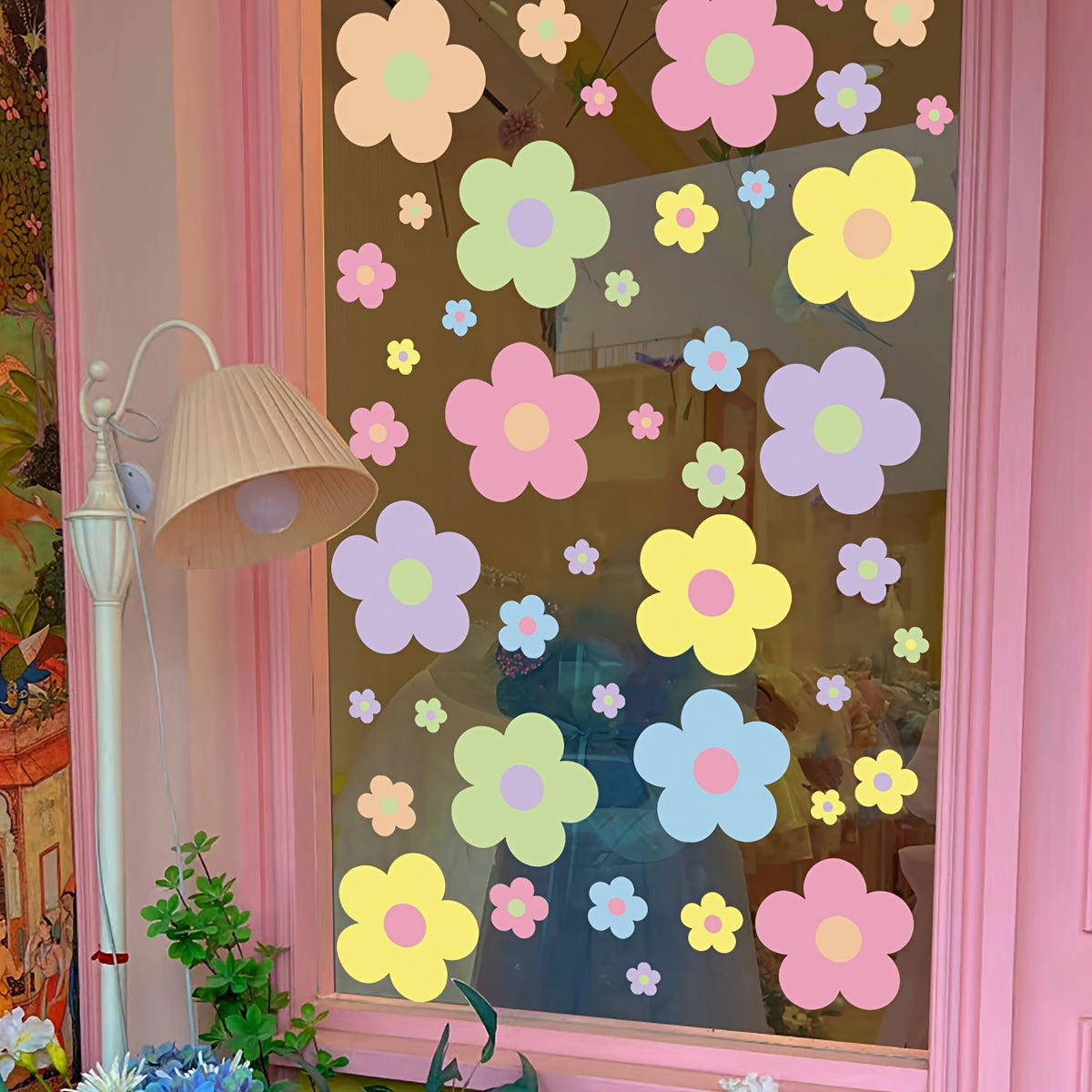 9pcs Flowers Glass Anti-collision Window Decoration Set