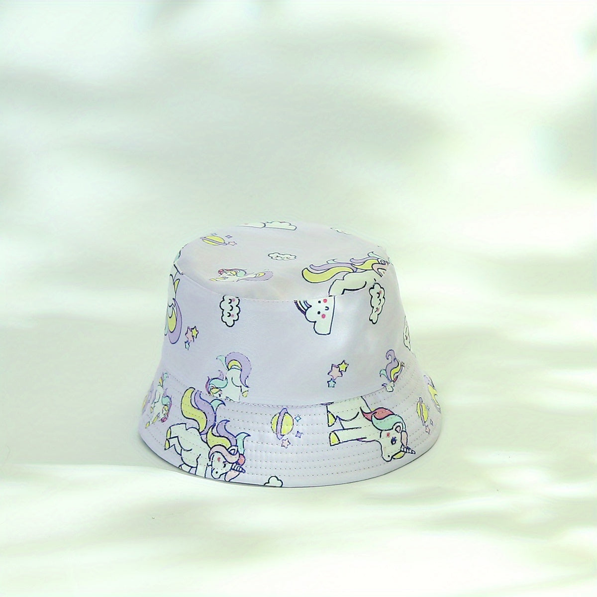 Girls Cartoon Unicorn Print Fisherman's Hat Sun Screen Bucket Cap