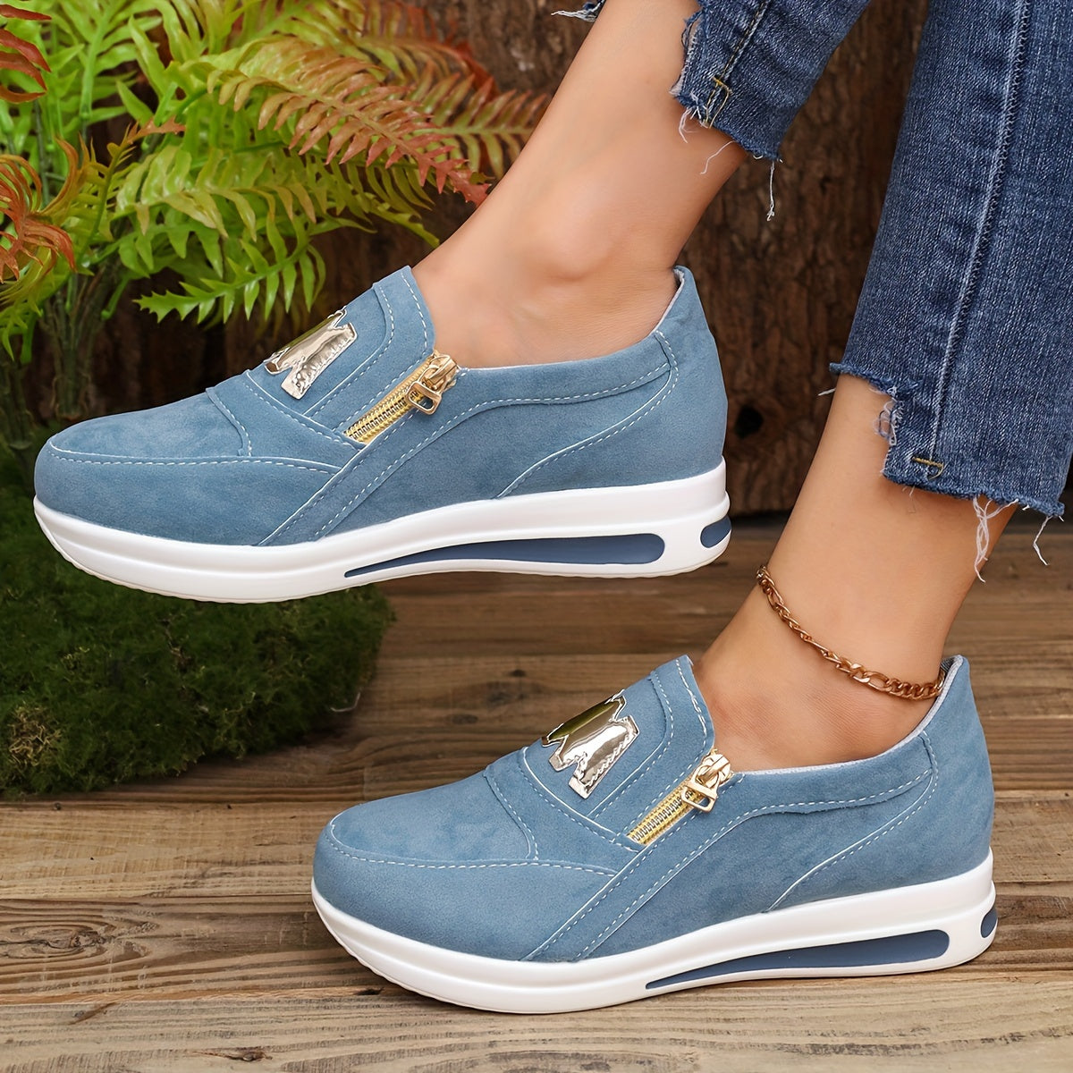 Women's Slip On Low Top Walking Shoes Thick Bottom Casual Sneakers