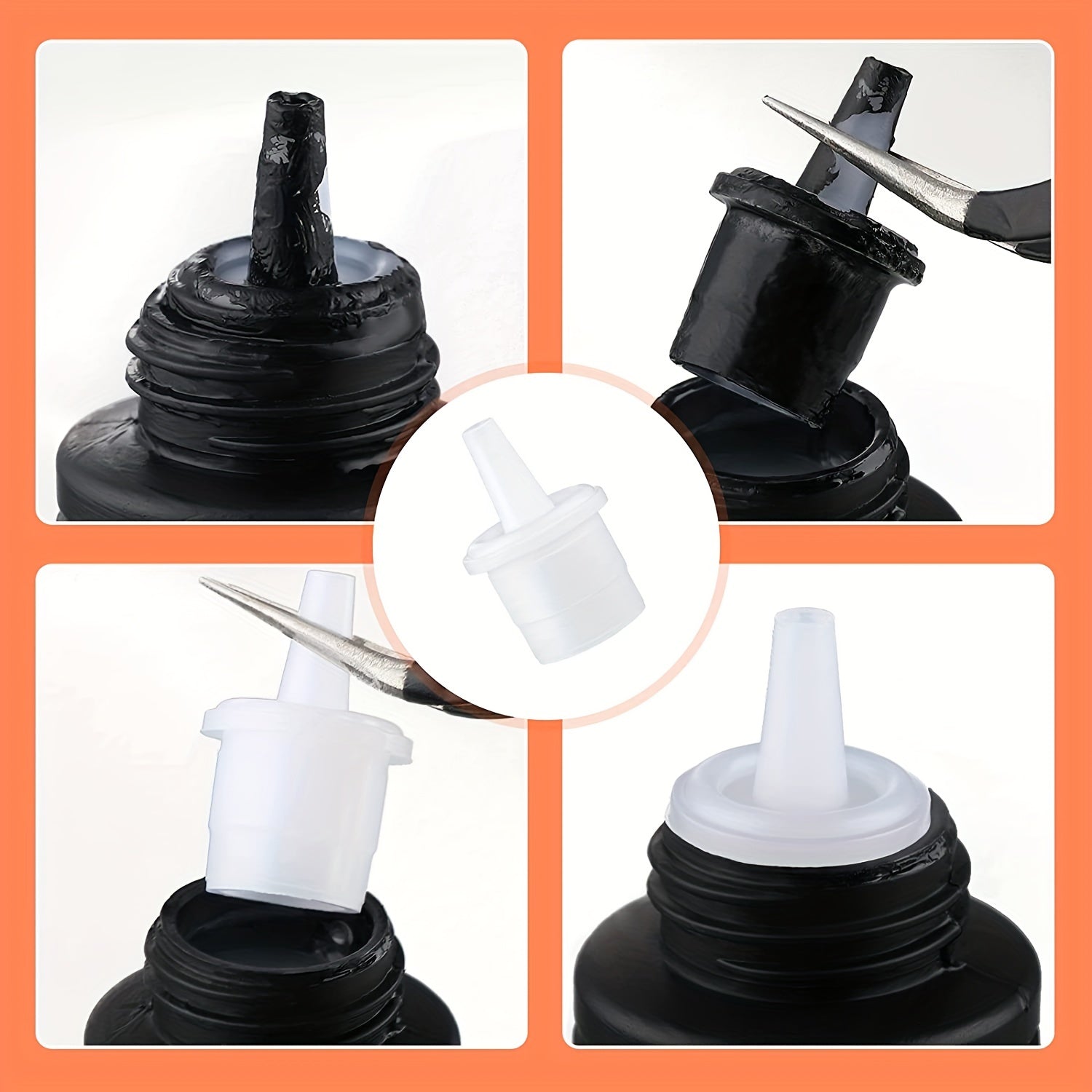 6-Pc Eyelash Glue Replacement Nozzle Caps Set for Lash Bottles