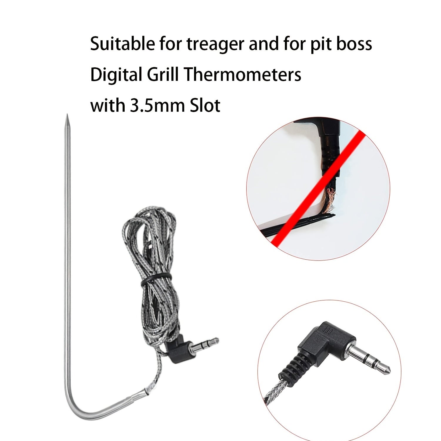 2pcs Waterproof Meat Probes for Traeger & Pit BBQ Grills