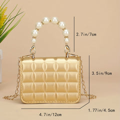 Girls Shoulder Bag with Faux Pearl Handle Handbag