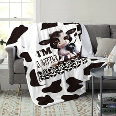 1pc Cow Printed Warm Blanket for Home & Outdoor Use