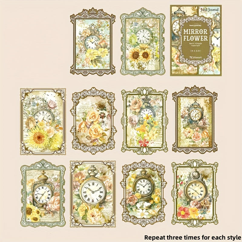 30pcs Mirror Flower Collage Cards Background Paper for DIY Junk Journal