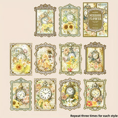 30pcs Mirror Flower Collage Cards Background Paper for DIY Junk Journal