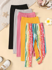 Toddler Girls' 5 Packs Pull on Leggings Pants