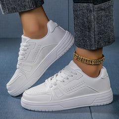 Faux Leather Flat Skate Shoes Non Slip Outdoor Sneakers