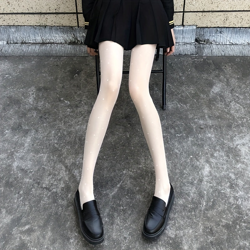 Polka Dot Mesh Tights Sheer Slim Footed Pantyhose