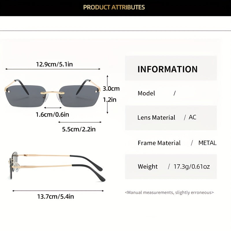 Men's Rimless Sunglasses Hip Hop Street Photography Holiday Party Glasses Bag