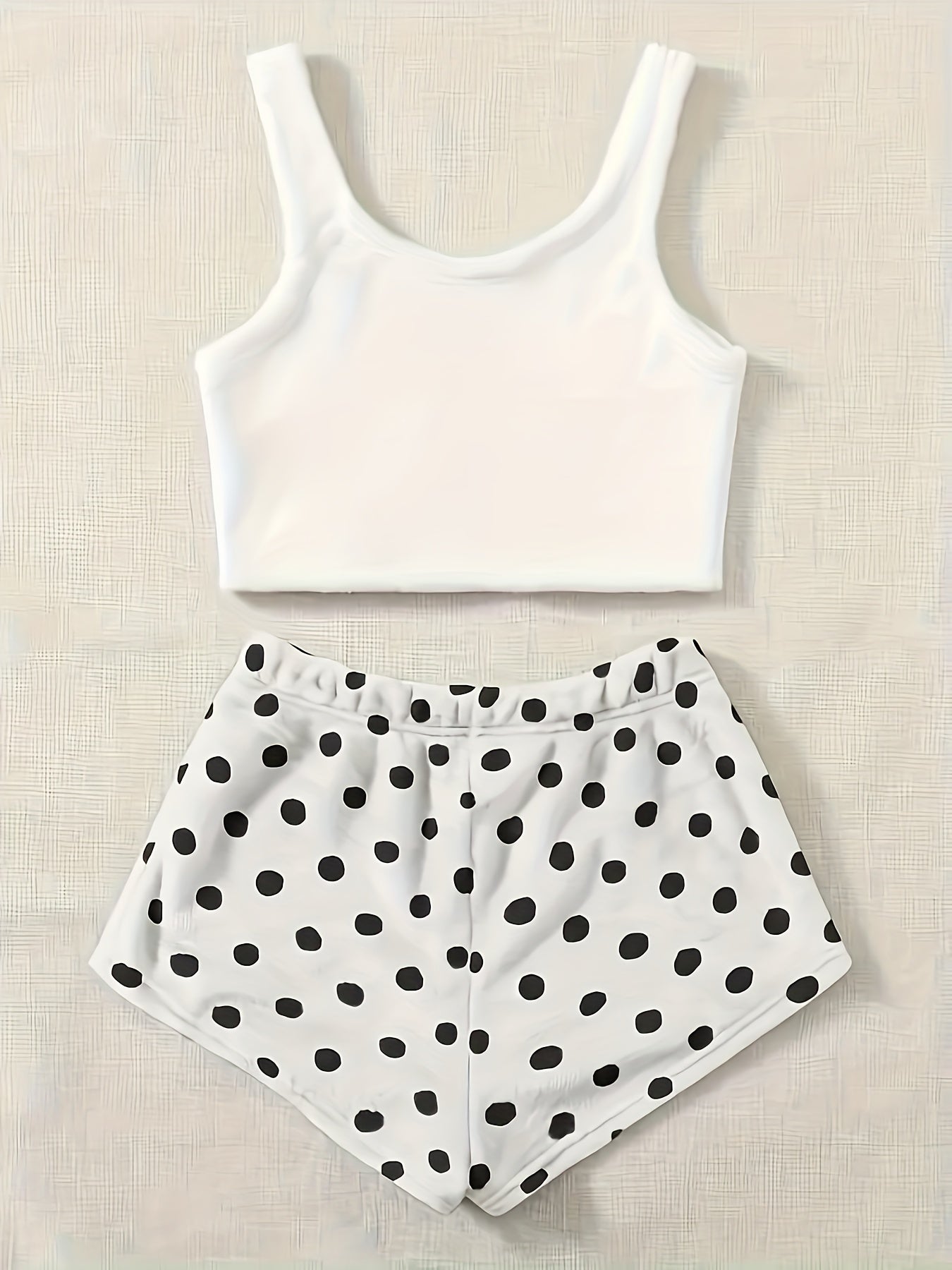Fuzzy Fleece Pajama Set with Polka Dot Shorts