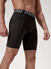 Men's Quick Dry Shorts With Side Pockets Elastic Waist Compression Shorts