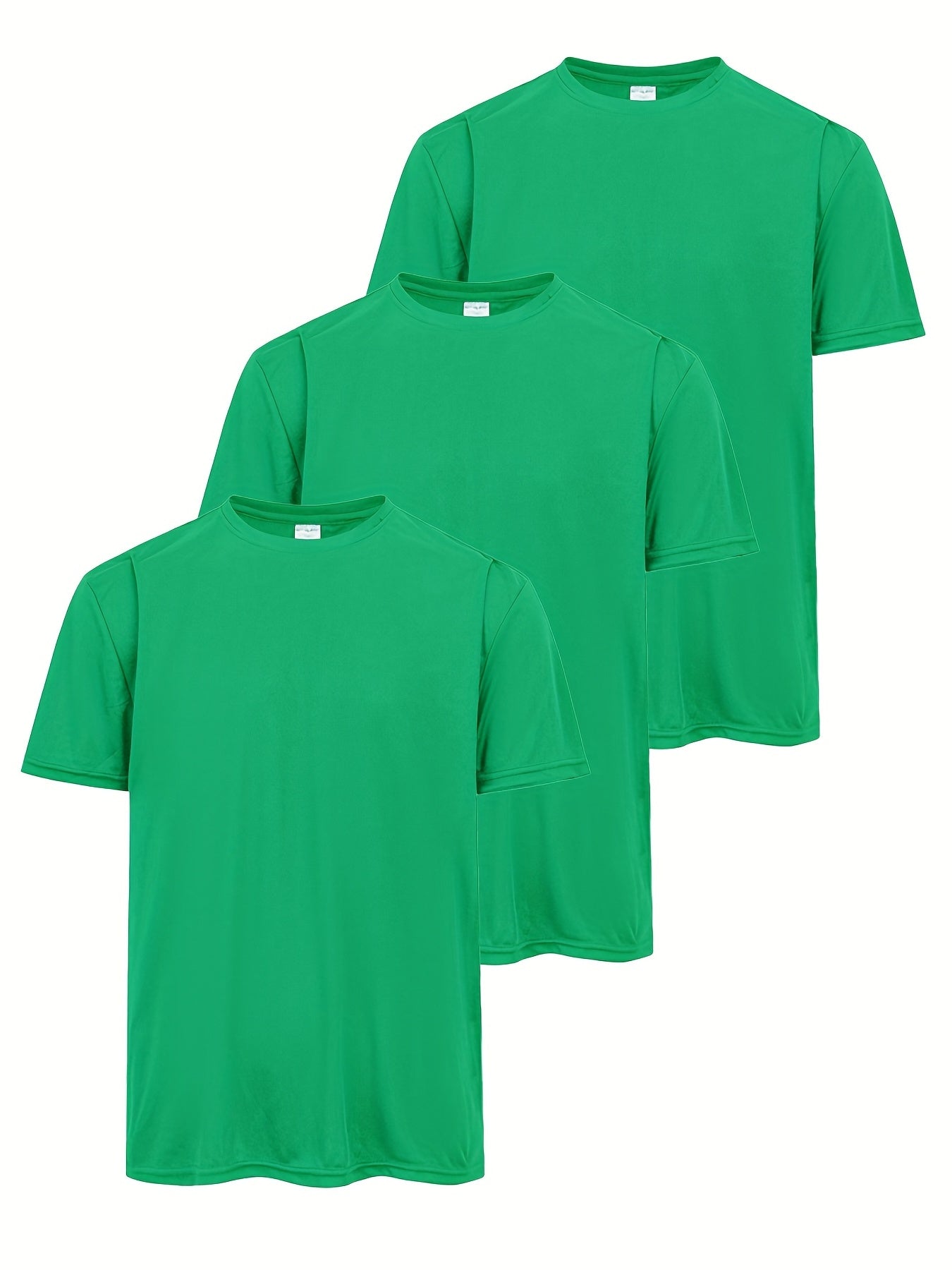 3pcs Men's Solid T shirt Active Breathable & Quick-Dry for Workouts