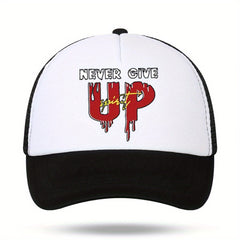 Unisex Sunshade Adjustable Baseball Cap with Never Give Up Embroidery