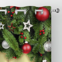 2pcs Golden Christmas Pattern Curtains Christmas Balls Curtains