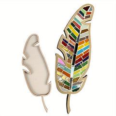 Vibrant Feather DIY Mosaic Craft Kit Wooden Decorative Piece Colorful Tile Inlay