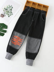 Boy's Letters Print Jogging Pants & Denim Jeans