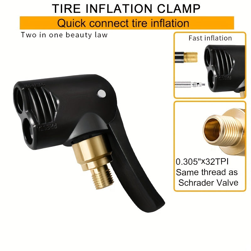 2 in 1 Tire Inflatable Chuck American French Nozzle Conversion Pump