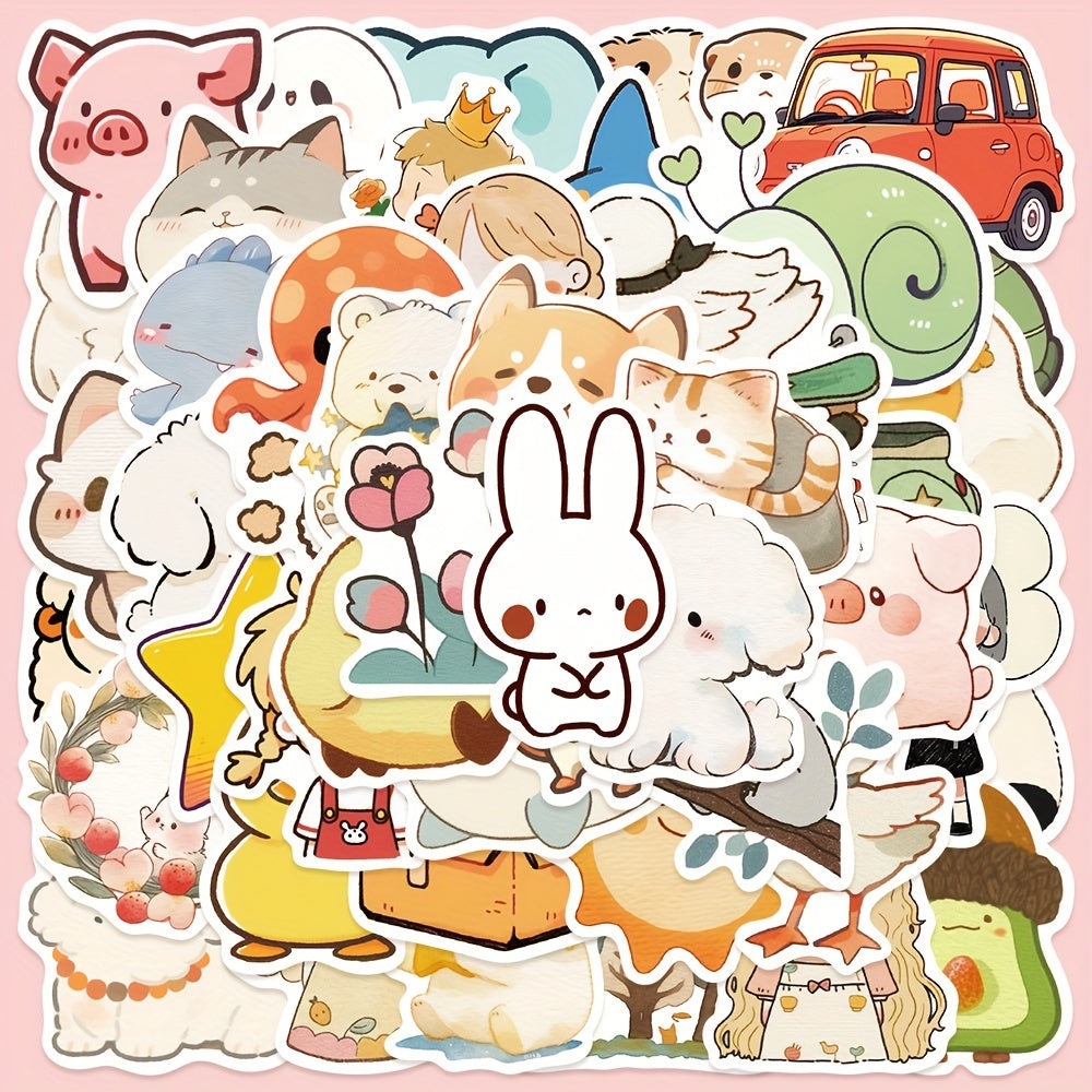 50pcs Cartoon Animal Series Stickers for Laptop Helmets DIY Decoration