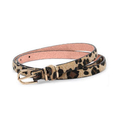 Women Faux Leather Skinny Thin Belt For Jeans Solid Metal Buckle Waist