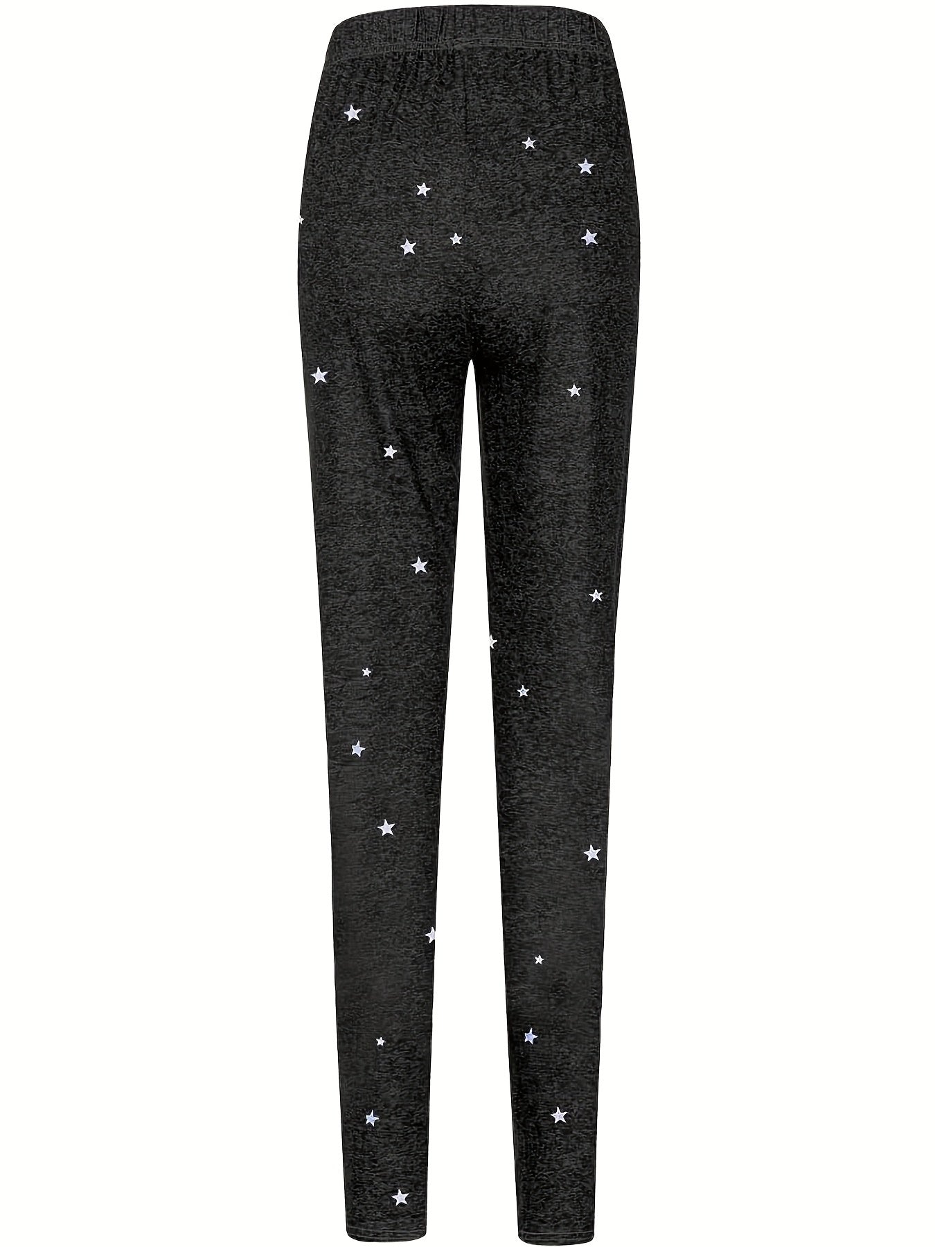 Christmas Leggings Women's Plus Size Santa Claus & Moon & Star Print