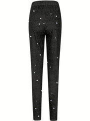 Christmas Leggings Women's Plus Size Santa Claus & Moon & Star Print