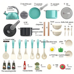 32pcs Kids Play Kitchen Cooking Pans Toys for Boys and Girls