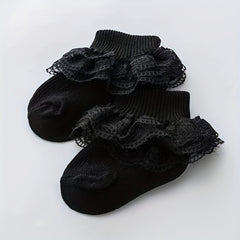 5pairs Baby Girls Lace Ruffle Socks Mesh Breathable Princess Socks