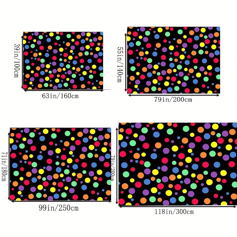 Colorful Rainbow Polka Dot Area Rug for Classroom or Kids' Room