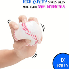 12pcs PU Foaming Sponge Ball Baseball Stretch Squeeze Toy Decompression