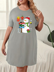 Snowman Print Lounge Dress Short Sleeve Nightdress