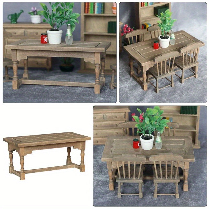 1:12 Scale Wooden Dining Table for Dollhouse Miniature Handcrafted